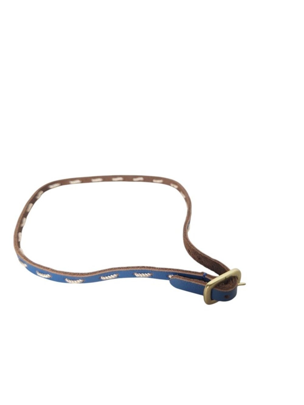 JK Thirty-One Blue Leather Double Wrap Bracelet Necklace OS